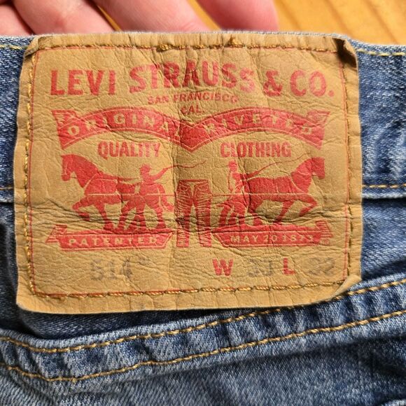 Levi's 514 Jeans Mens 33x32 Blue Distressed Denim Straight Leg Ripped Grunge Y2K - Picture 5 of 8